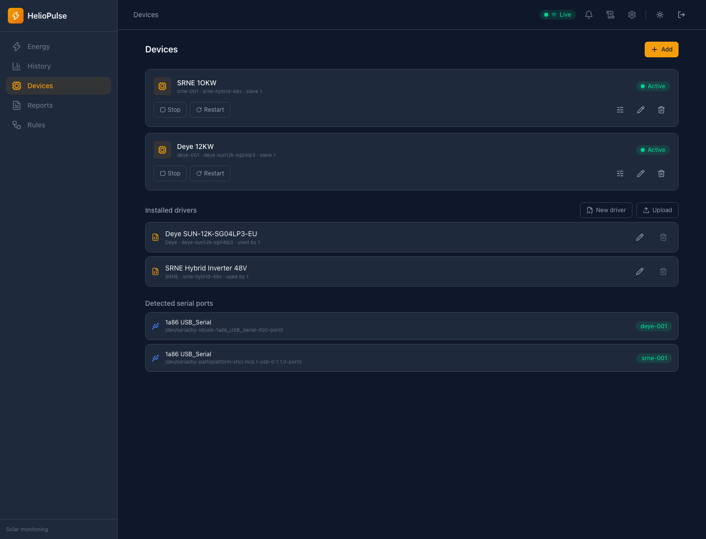 Driver management in dark theme
