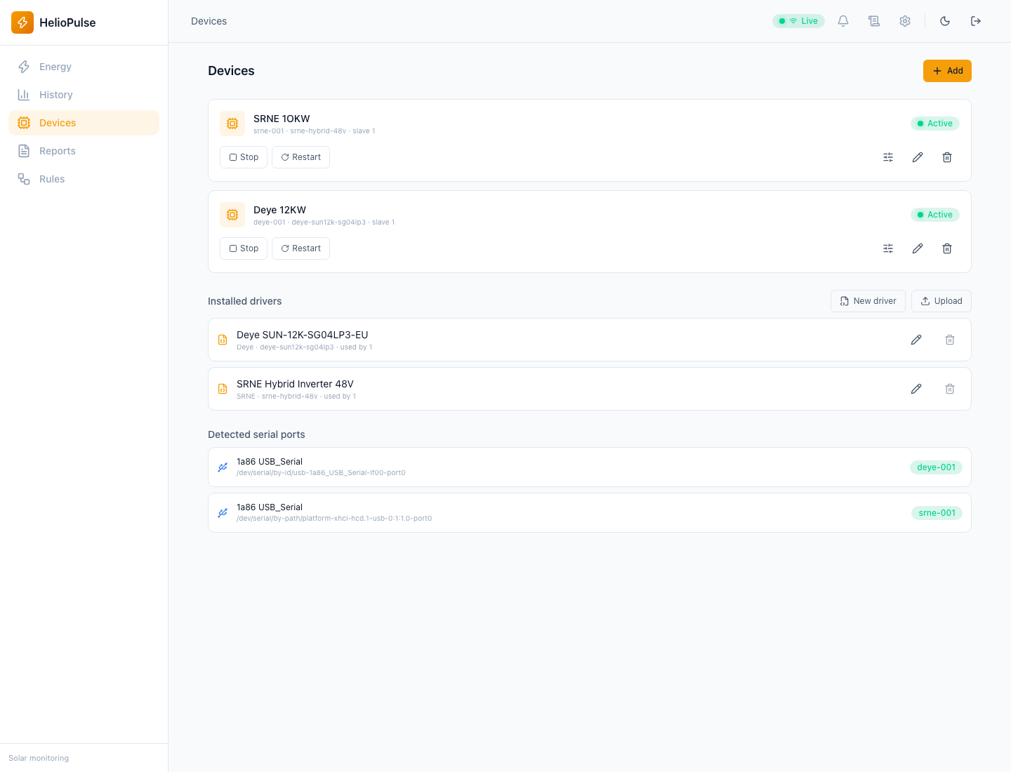 Driver management in light theme